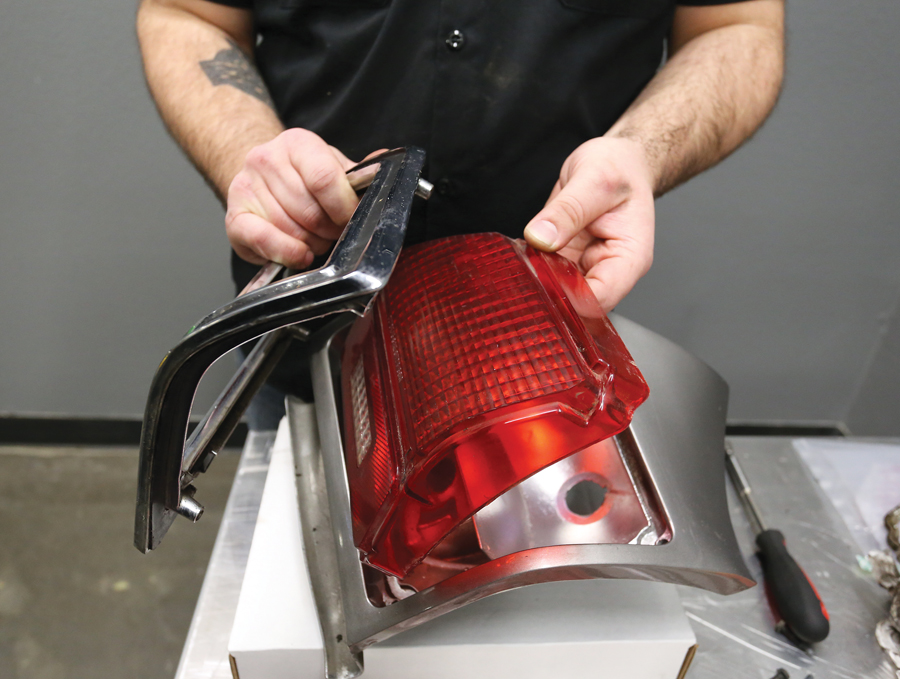 Disassemble taillights. Go easy on the 45-year-old-plus plastic lenses. Now is a great time to inspect for disintegrated gaskets and other maladies.