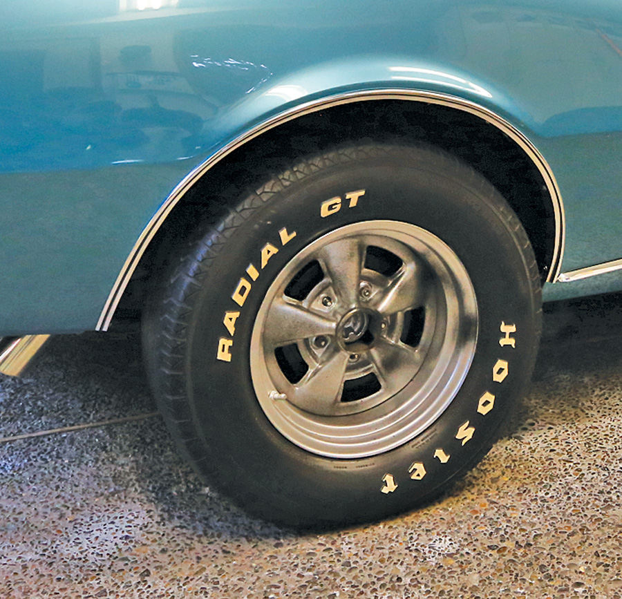 Our subject car is a 1968 Camaro sitting on a mix-match set of wheels and bald tires — they’re fine for rolling around a paint shop or during final assembly of a restoration, but they’re not going to generate any enthusiasm on the street — or at sale time.