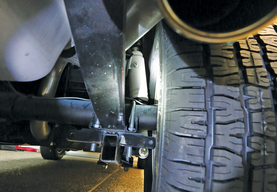 With the wheels loosely fitted, we double-checked all our clearances — there’s plenty of room here between the shock and the tire in the rear, and the front clears our sway bar, too.