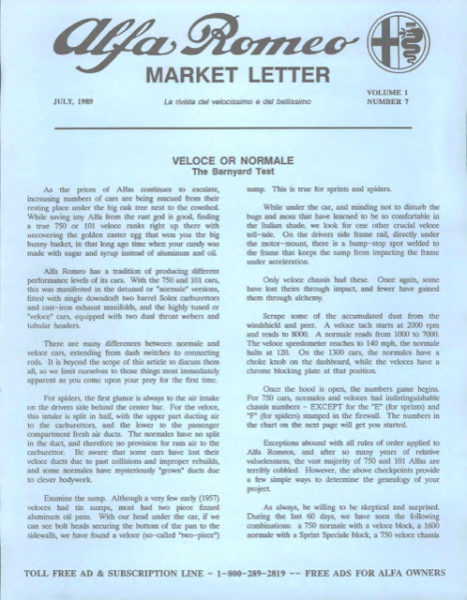 Alfa Romeo Market Letter July 1989 (Digital)