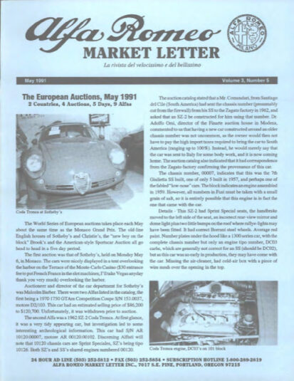 Alfa Romeo Market Letter May 1991 (Digital)