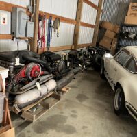 Jim Schrager's garage: white and blue 911 Carrera ducktail