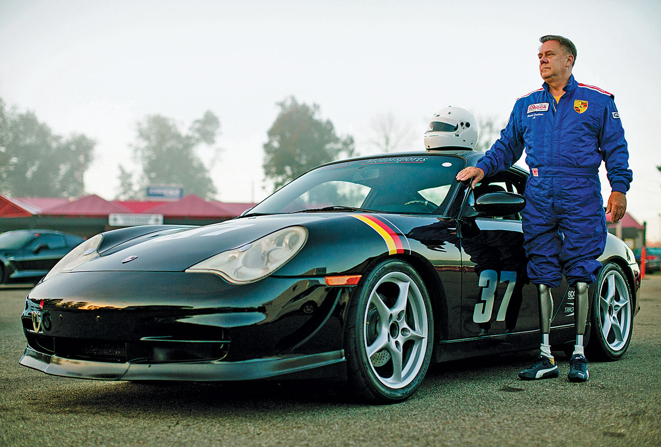 David Gardner with his hand-controlled Porsche 996 Tiptronic